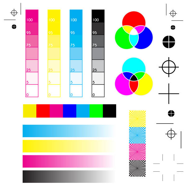 bildbanksillustrationer, clip art samt tecknat material och ikoner med skrivarmärken - cmyk