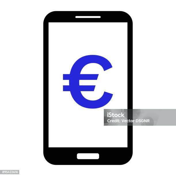 Smartphone With Euro Symbol On Screen Vector Icon Stock Illustration - Download Image Now