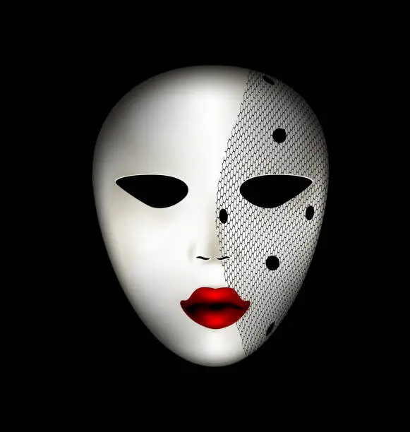 Vector illustration of mask of face and veil