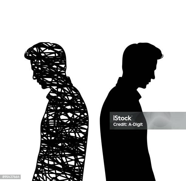 Inner Thoughts Young Adult Stock Illustration - Download Image Now - In Silhouette, Sadness, Contemplation