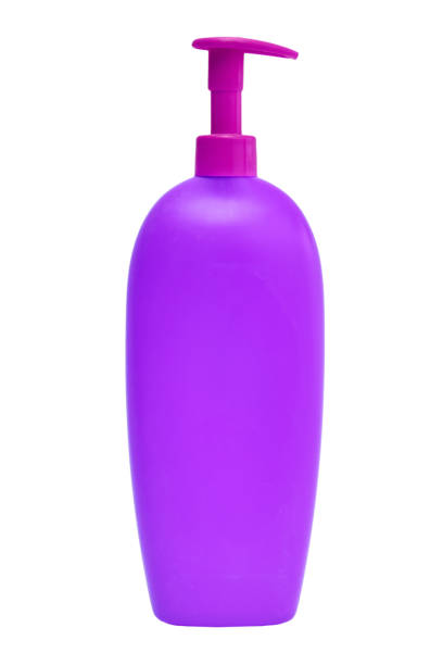 pomarańczowa plastikowa butelka odizolowana na białym tle - liquid soap purple isolated cosmetics zdjęcia i obrazy z banku zdjęć