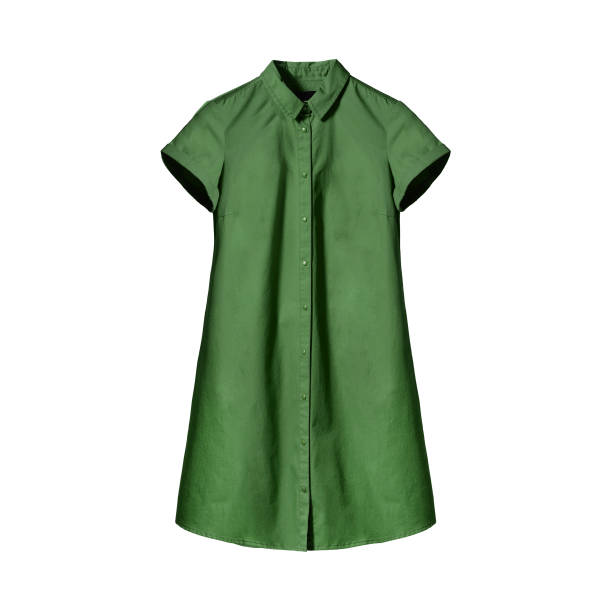 istock Green long woman`s shirt isolated on white background 895454612