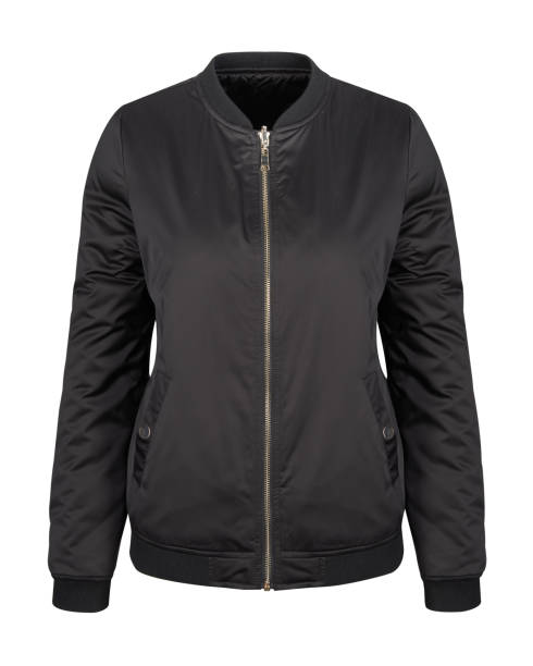 istock Black casual bomber jacket isolated on white 895454946