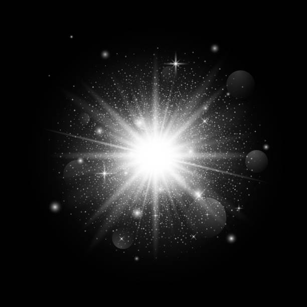 istock Luminous sparkle star light on dark background. Christmas decoration with particles. Starry space. Vector illustration 895459900