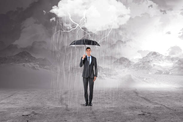 istock Businessman with protection from crisis 895497330