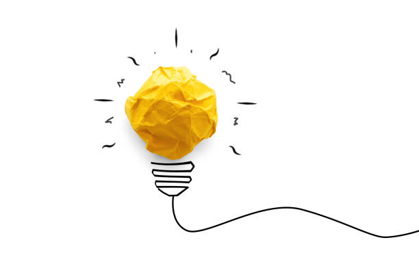 istock Idea concept with innovation and paper light bulb. creative business on white background 895507498