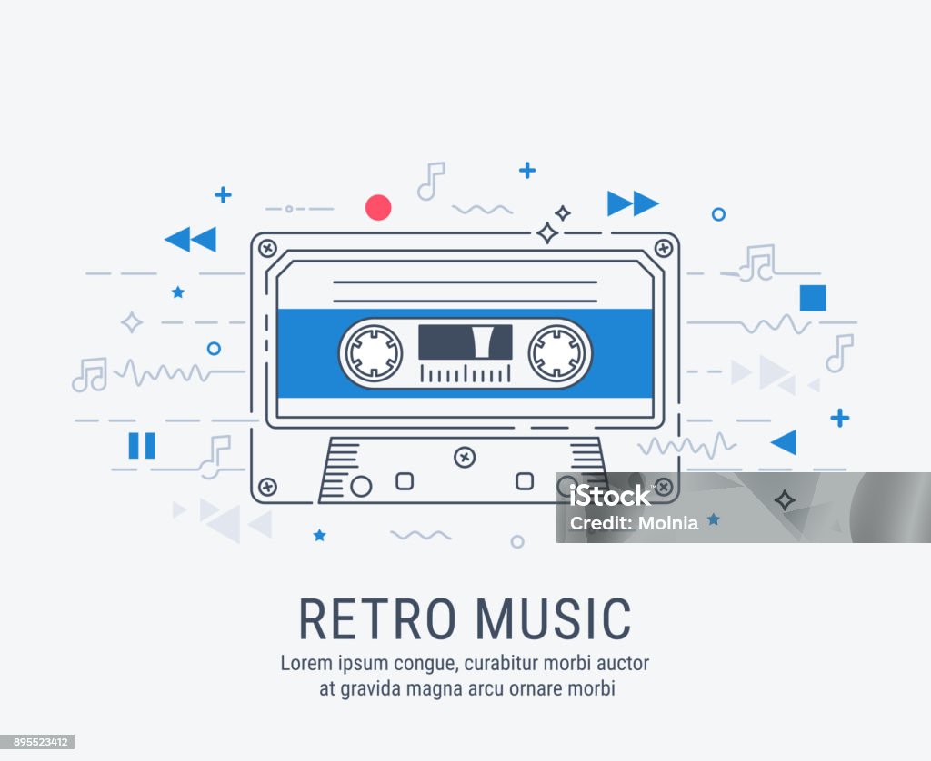 Audio cassette modern line art style. Audio cassette modern line art style vector illustration. Audio Cassette stock vector