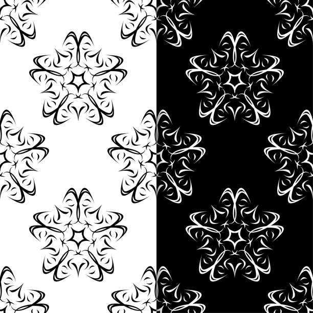 istock Black and white floral ornaments. Set of seamless backgrounds 895523838