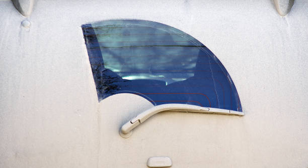 Dirty window in car. stock photo