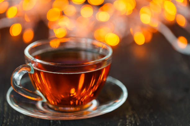 istock Hot tea in Christmas in a glass transparent Cup with tea 895538836