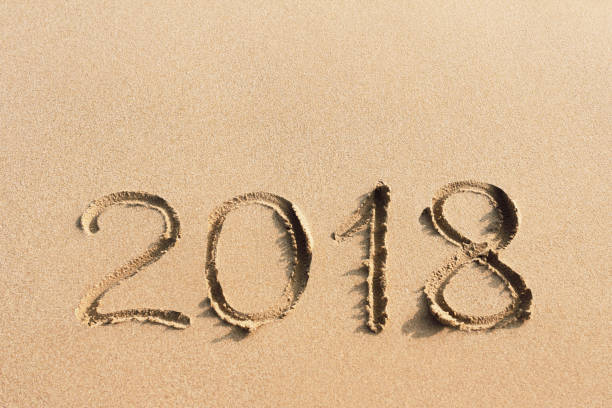 istock 2018 handwritten in the sandy beach, new year concept 895559462