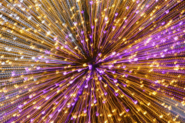 blurry colorful light spreading by zoom technique background and texture in night