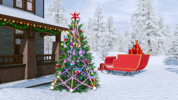 istock Country house decorated for christmas 895600320