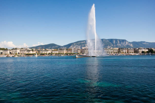 istock Fountain from Geneva, Swiss summer 895606314