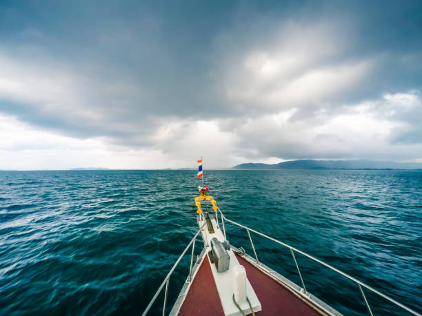 istock Boat in Extreme Weather Tornado, Hurricane, Cyclone, Thailand 895609792