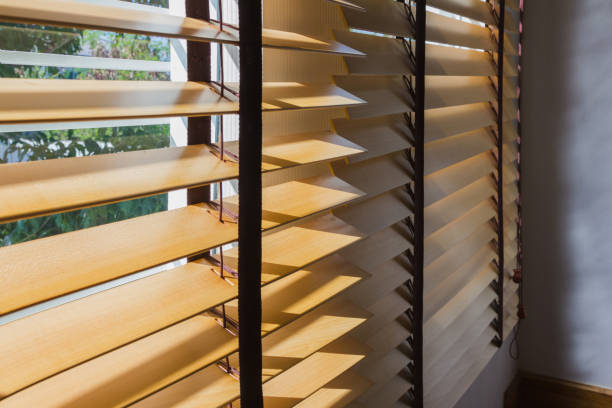 istock brown wood curtain control lighting at window 895613478