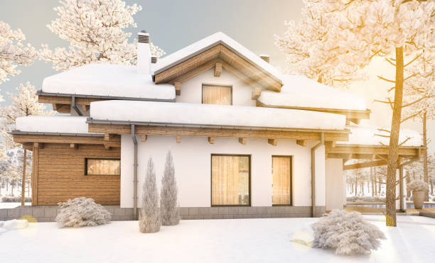 istock 3d rendering of modern cozy house in chalet style 895617262