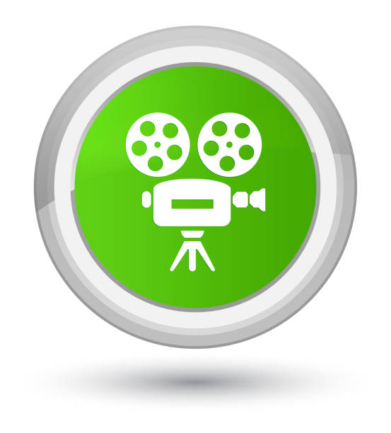 視頻相機圖示黃金軟綠色圓形按鈕 - prime video 幅插畫檔、美工圖案、卡通及圖標