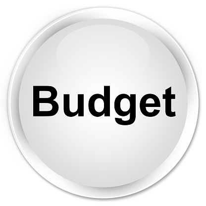 Budget isolated on premium white round button abstract illustration