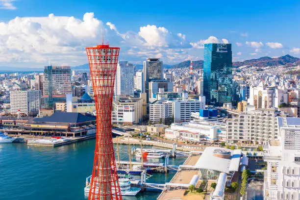 Kobe, Japan skyline at the port.