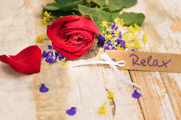 istock Flowers and gift card for Relax 895625894