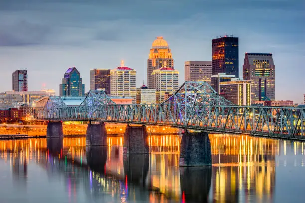 Louisville, Kentucky, USA skyline on the river.