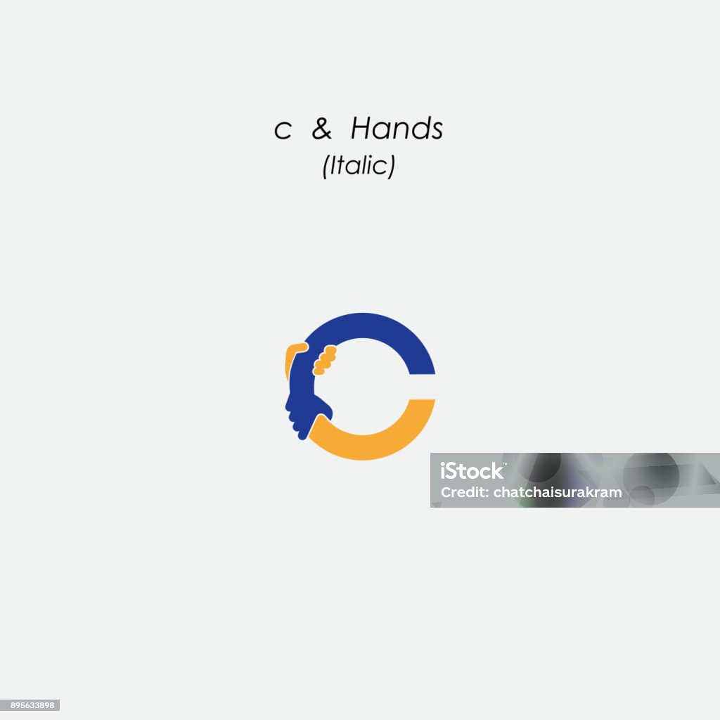 c-レター抽象的なアイコン ・手の記号は、ベクトル テンプレートをデザインします。ビジネスのオファー、パートナーシップ シンボル。ホープは、ヘルプの概念。サポート、チームワークのサイン。ビジネス ・教育のシンボル。 - 結束のロイヤリティフリーベクトルアート