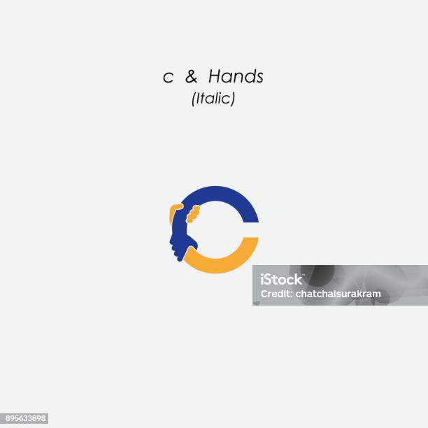 C Letter Abstract Icon Hands Sign Design Vector Templatebusiness Offer Partnership Symbolhope Help Conceptsupport Teamwork Signcorporate Business Education Symbol Stock Illustration - Download Image Now