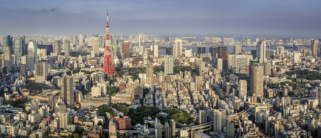 Tokyo, Japan, May 15, 2016:: Panorama Of Tokyo Cityscape Viewpoint, Tower And Cityscape In Tokyo, Japan.