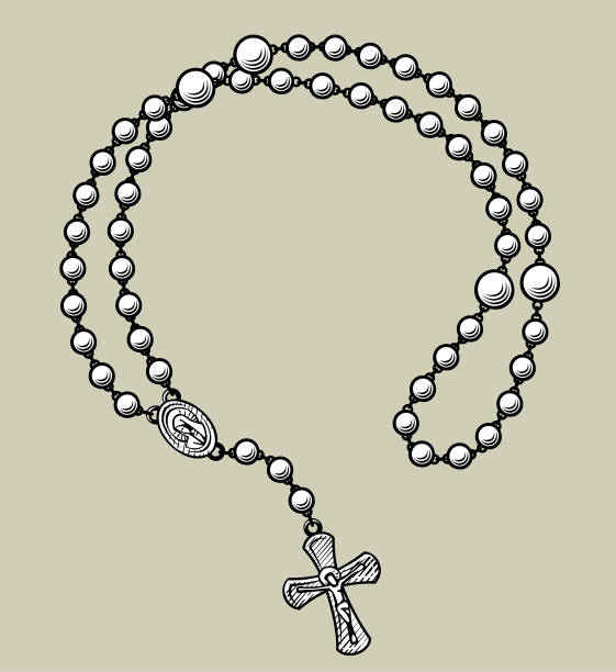 ilustraciones, imágenes clip art, dibujos animados e iconos de stock de rosario redondo marco - rosario