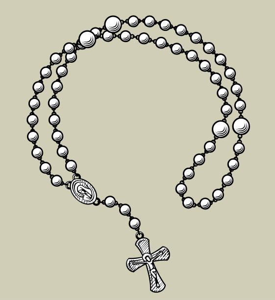 ilustrações de stock, clip art, desenhos animados e ícones de prayer beads round frame - prayer beads