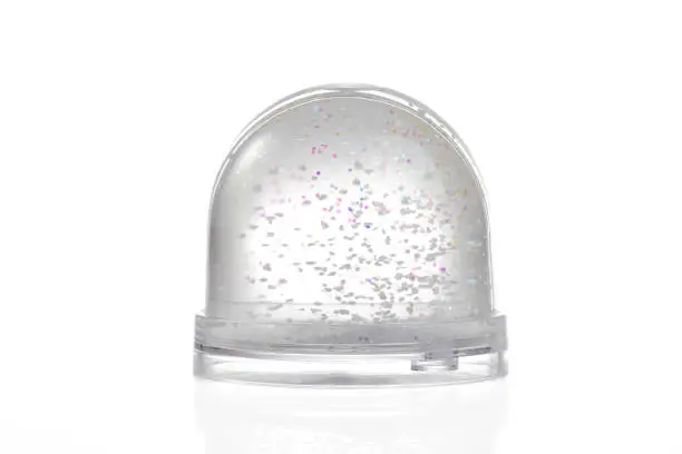 snow christmas globe or Paperweight with glitter isolated on white.