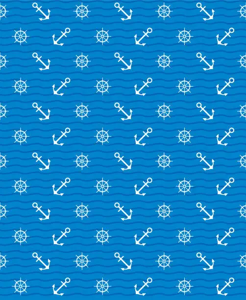 Vector illustration of Anchor and Helm Seamless Pattern