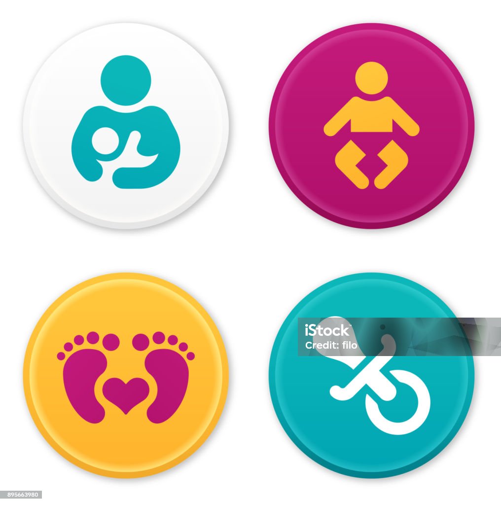 Baby and Parent Icons and Symbols Baby, children, infant, mother and childhood symbols. Icon Symbol stock vector