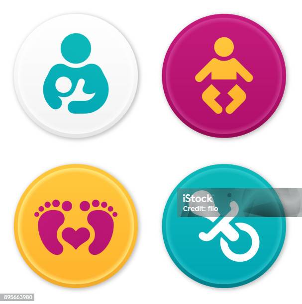 Baby And Parent Icons And Symbols Stock Illustration - Download Image Now - Icon Symbol, Breastfeeding, Baby - Human Age