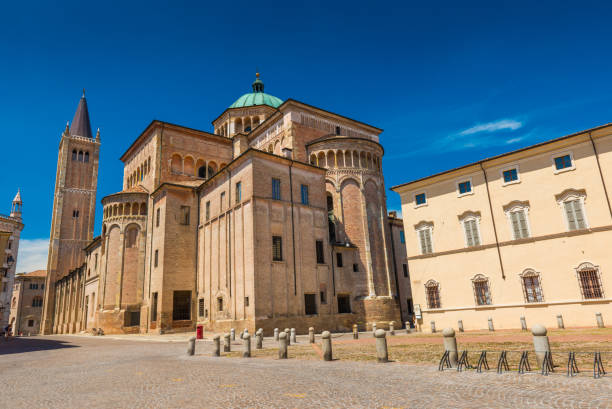 Parma, Italy: View of The Parma Cathedral  dedicated to the Assumption of the Blessed Virgin Mary stock photo