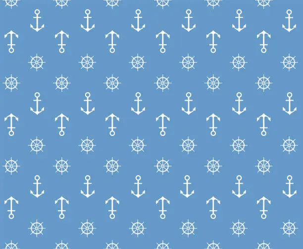 Vector illustration of Anchor and Helm Seamless Pattern