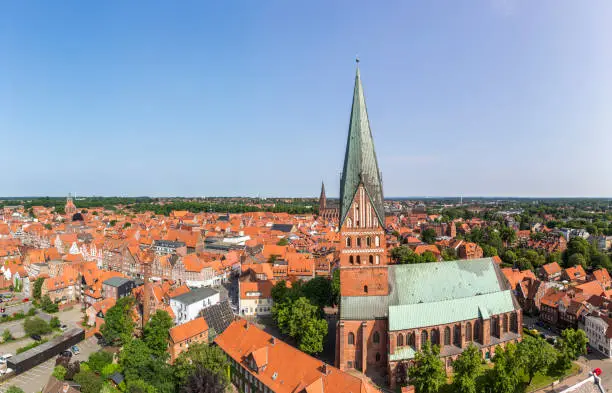 Aerial view of Hanseatic city of Luneburg, Germany