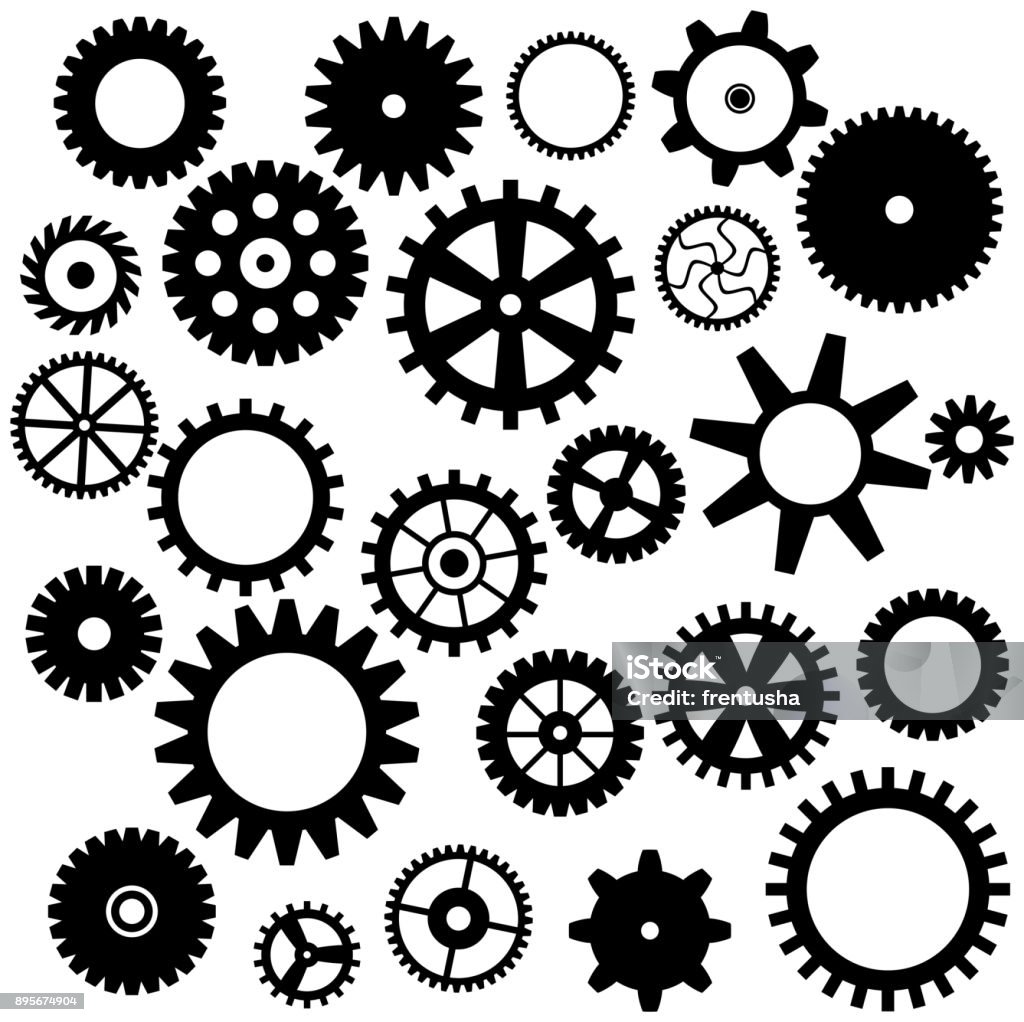 Set of gear icon Collection of retro gear icon. Vector vintage transmission cogwheels and gears. Can be used for industrial, technical, mechanical and steampunk design. EPS8 Gear - Mechanism stock vector