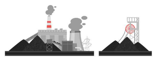 illustrazioni stock, clip art, cartoni animati e icone di tendenza di illustrazione della centrale a carbone. - coal fired power station