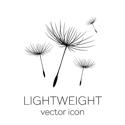 Flying dandelion seeds, vector icon