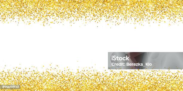 Gold Glitter Wide Border Backround Vector Stock Illustration - Download Image Now - Glittering, Gold - Metal, White Background