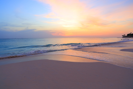 Amazing sunset. Beautiful natural background. Aruba island,