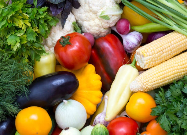 istock Background of fresh vegetables and greens 895701948