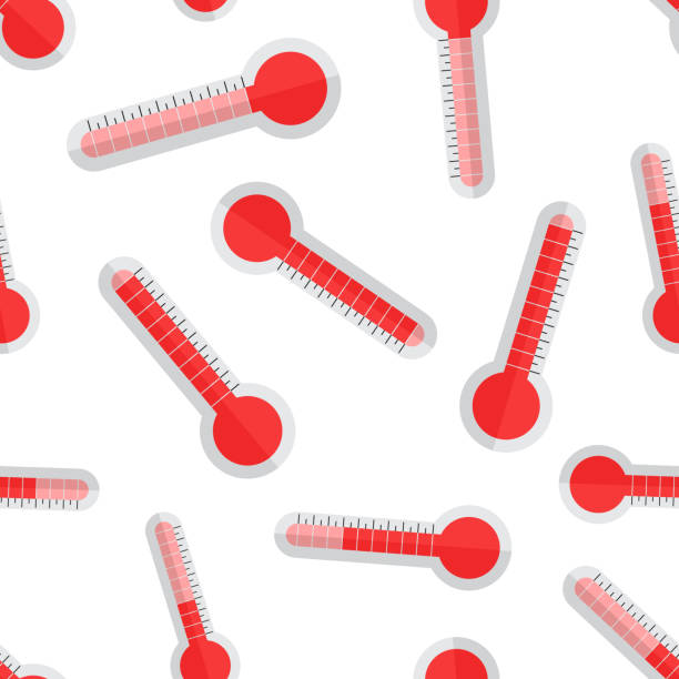 ilustrações, clipart, desenhos animados e ícones de termômetro ícone sem costura de fundo. ilustração do vetor plana de negócios. padrão de símbolo sinal objetivo. - barometer heat thermometer sun