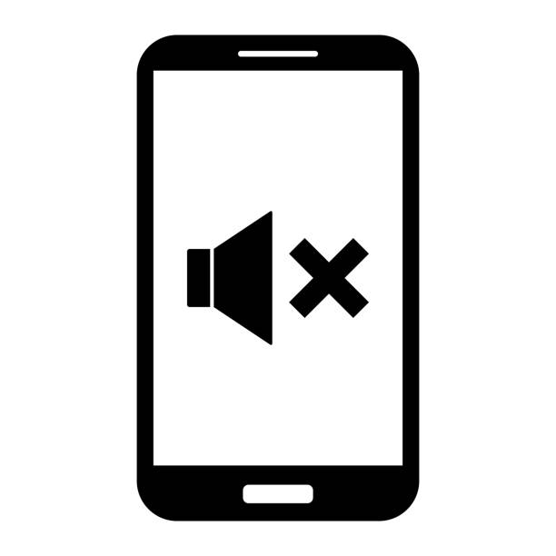 smartphone mit no sound zeichen auf dem bildschirm. vektor icon - do not disturb sign illustrations stock-grafiken, -clipart, -cartoons und -symbole