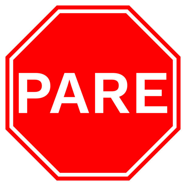 PARE stop sign in red octagon. Vector icon vector art illustration