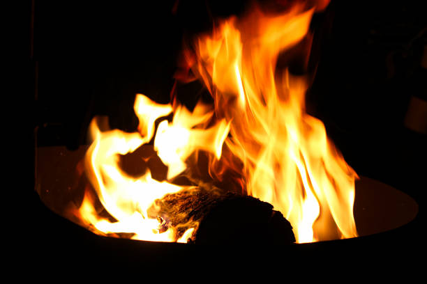 istock Detail of a log burning in a hunters campfire 895749340