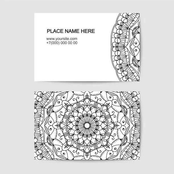 Vector illustration of visit card template with lace pattern