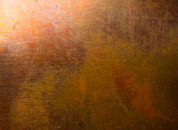 istock Aged copper plate texture, old worn metal background. 895772324